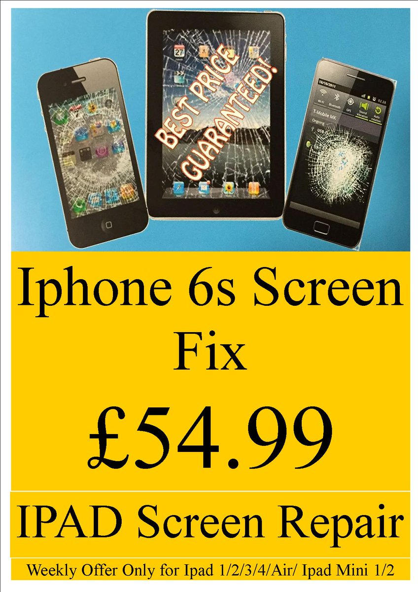 Iphone 6S Lcd Replacement Weekly offer  £54.99 fix while you Wait.
Many Offers on Repairs and Accessories in the Shop146 Fleet Road GU51 4BE
