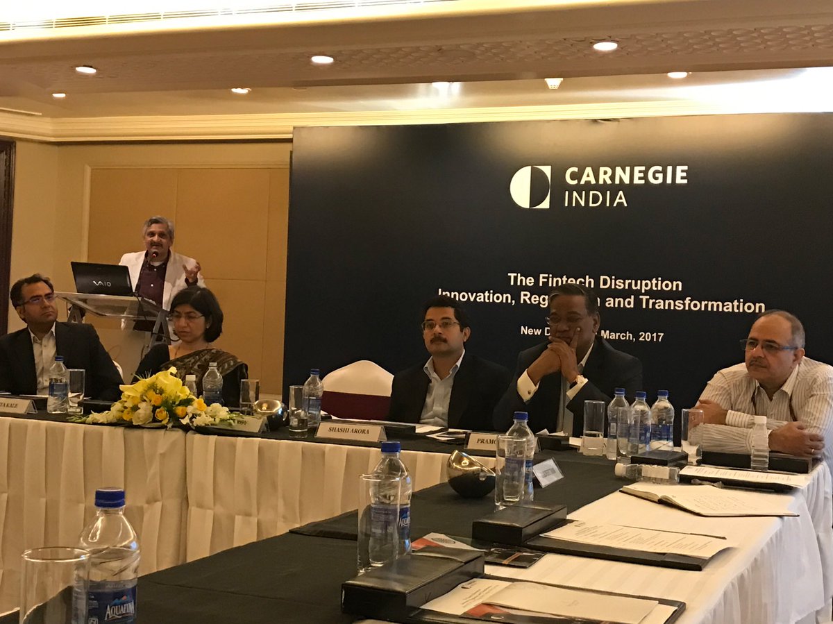 shivithukral's tweet photo. . Session on enhancing efficiencies @CarnegieIndia #fintech kicks off with #CERT Sanjay Bahl @oxigenwallet @airtelnews @cointribe https://t.co/nD7XhBgYsu
