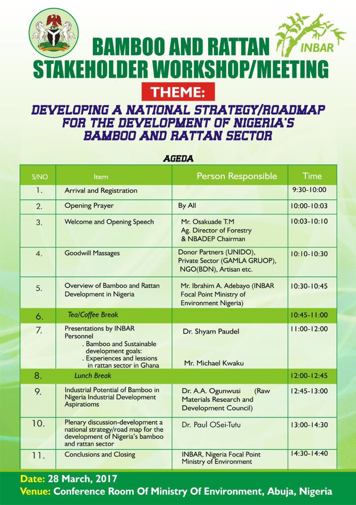 FMEnvng's tweet photo. The Bamboo and Rattan Stakeholders workshop/ meeting has commenced at our Conference Room at the HQ #BambooNG https://t.co/NE8vzrIaLr