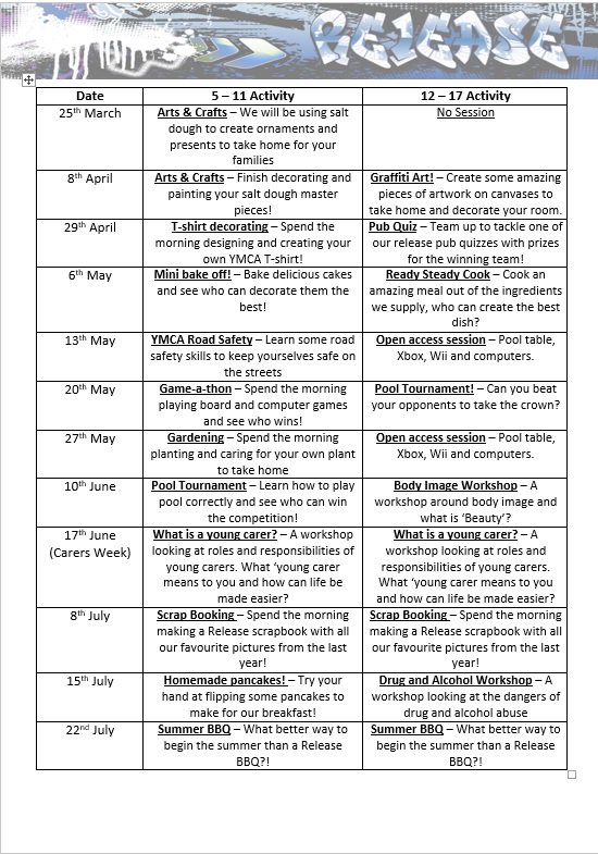 Have a look at our exciting activities coming up for youth club!! Contact the team for more information
