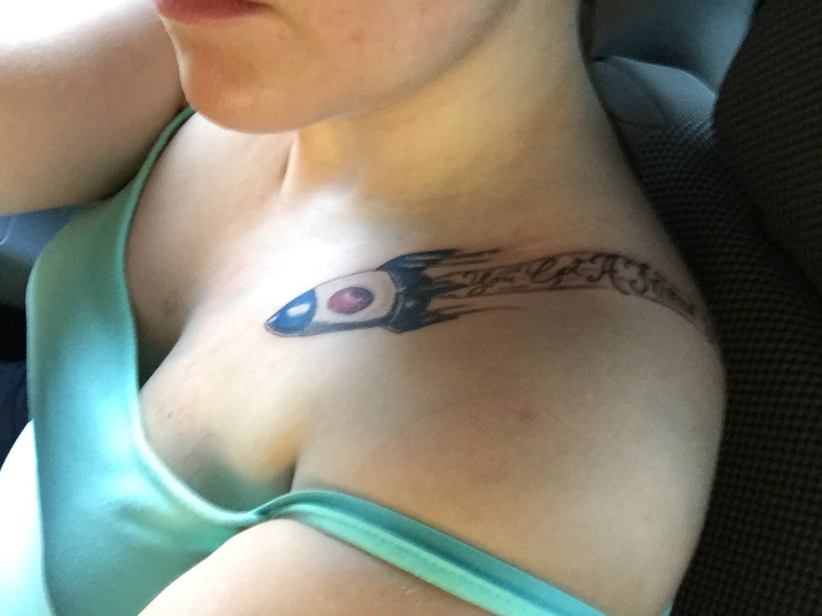 Sharkieface's tweet photo. My second #tattoo! Spaceship that says "you got a friend in me behind" best friend has the cowboy hat #disney #ToyStory #disneytattoo https://t.co/6kKLwkeXmo