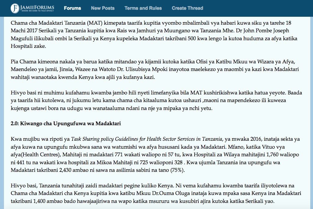 Tanzania's public hospitals have only 826 doctors against a demand of 3,256. Shortage of 2,430. he he he.