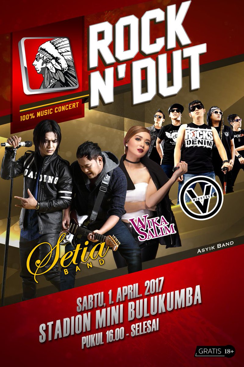 Swaraindie Music (@swaraindie) on Twitter photo RND 2017 Present <a href="/SETIA_Tweet/">setia pulsa</a> <a href="/WikaSalim/">wika salim</a> <a href="/FiveMinutes_FM/">FIVEMINUTESBAND</a>
SABTU, 01 APRIL 2017 || STADION MINI BULUKUMBA
Gratis !! RND 2017 Present <a href="/SETIA_Tweet/">setia pulsa</a> <a href="/WikaSalim/">wika salim</a> <a href="/FiveMinutes_FM/">FIVEMINUTESBAND</a>
SABTU, 01 APRIL 2017 || STADION MINI BULUKUMBA
Gratis !!