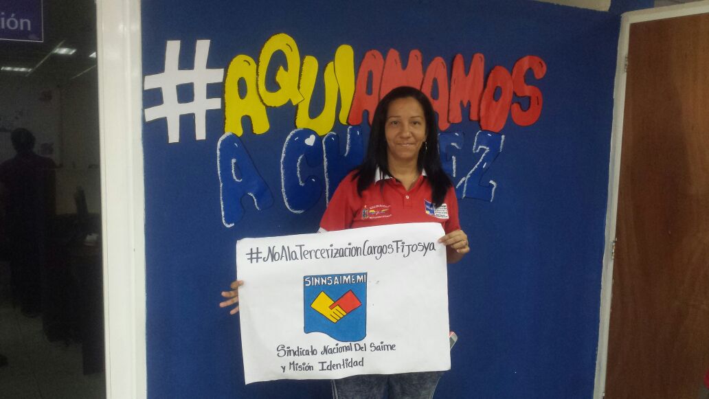 sinnsaimemib1's tweet photo. L@s trabajador@s d #saime estamos decididos a luchar por lo nuestro #NoALaTercerizacionCargosFijosYa https://t.co/uXKkgp1Fm6
