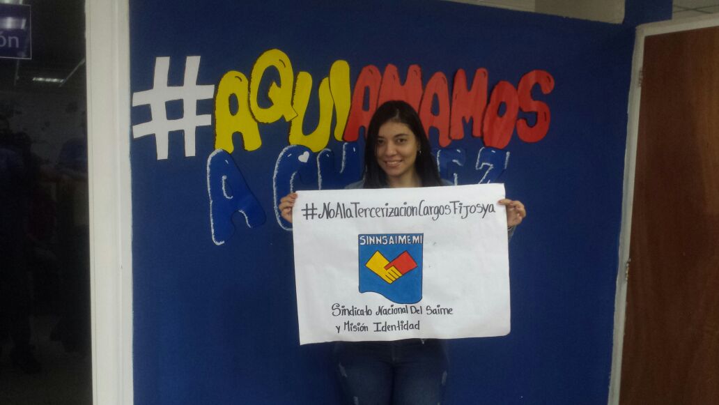 sinnsaimemib1's tweet photo. #NoALaTercerizacionCargosFijosYa Porq 12 @ños en el #saime son mas q suficiente para pasar a fijos @Sinnsaimemi @NicolasMaduro ,@TareckPSUV https://t.co/EdEPygElwm