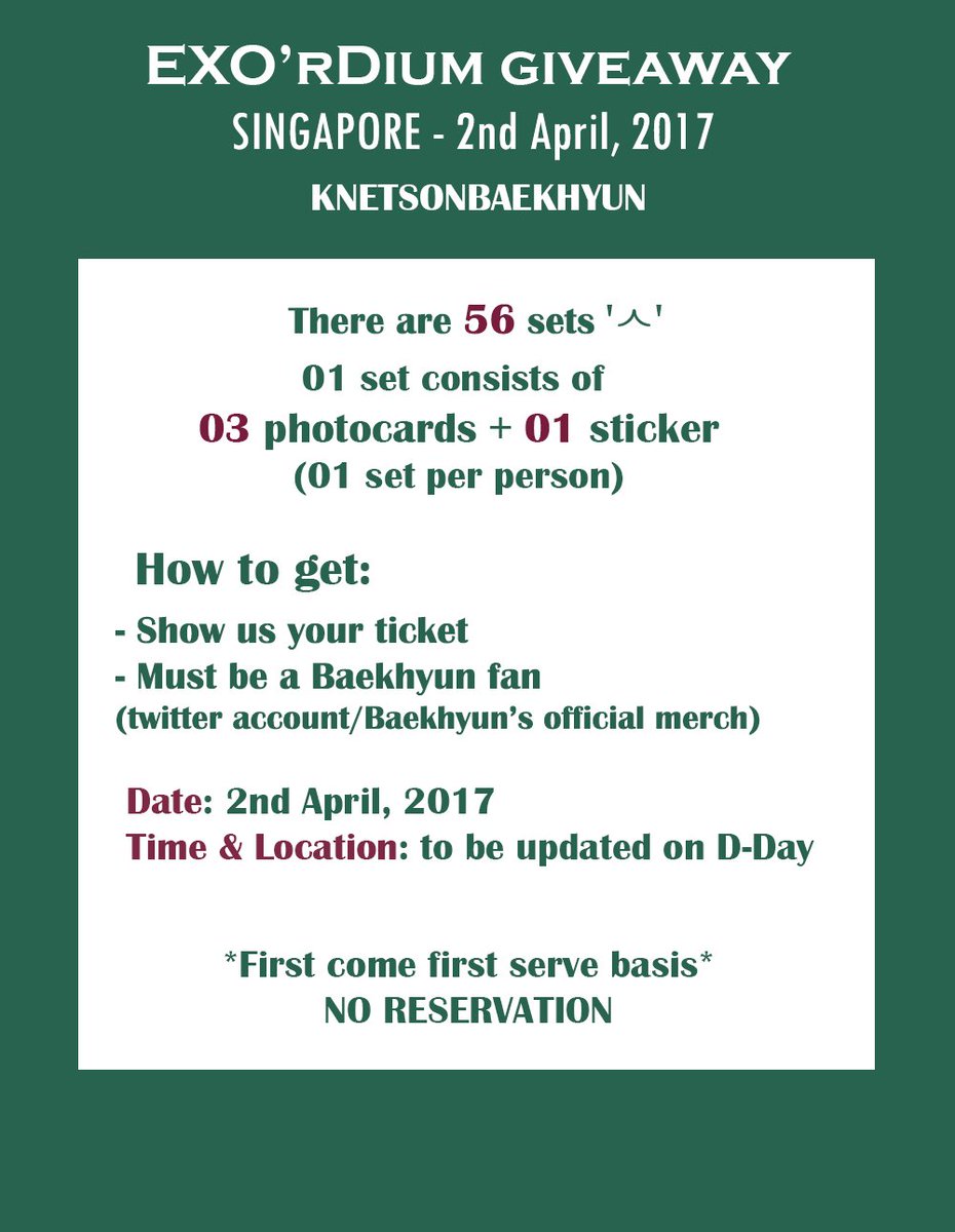 knetsonbaekhyun's tweet photo. #EXOrDIUMinSG #exordiuminsingapore Giveaway Details 🤗 see you soon! https://t.co/ifuaal14mk