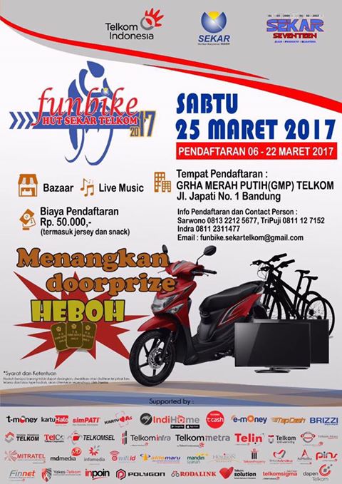 Ikuti Funbike #HUTSekar17 Sabtu 25 Maret 2017 di Bandung bersama  <a href="/TelkomPromo/">Telkom Promo</a> <a href="/Telkomsel/">Telkomsel</a> <a href="/Synergy_Telkom/">Portfolio & Synergy Telkom Indonesia</a> <a href="/Smart_Bisnis/">Smartbisnis</a> <a href="/infobandung/">infobandung</a>