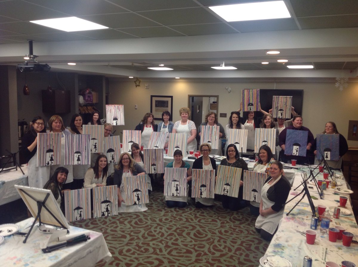 ToddLinnen_TD's tweet photo. #paintremedy allowing AbN leaders to channel their inner Bob Ross and here's the final products. Check your local gallery for prints https://t.co/fqhAqIeE7z