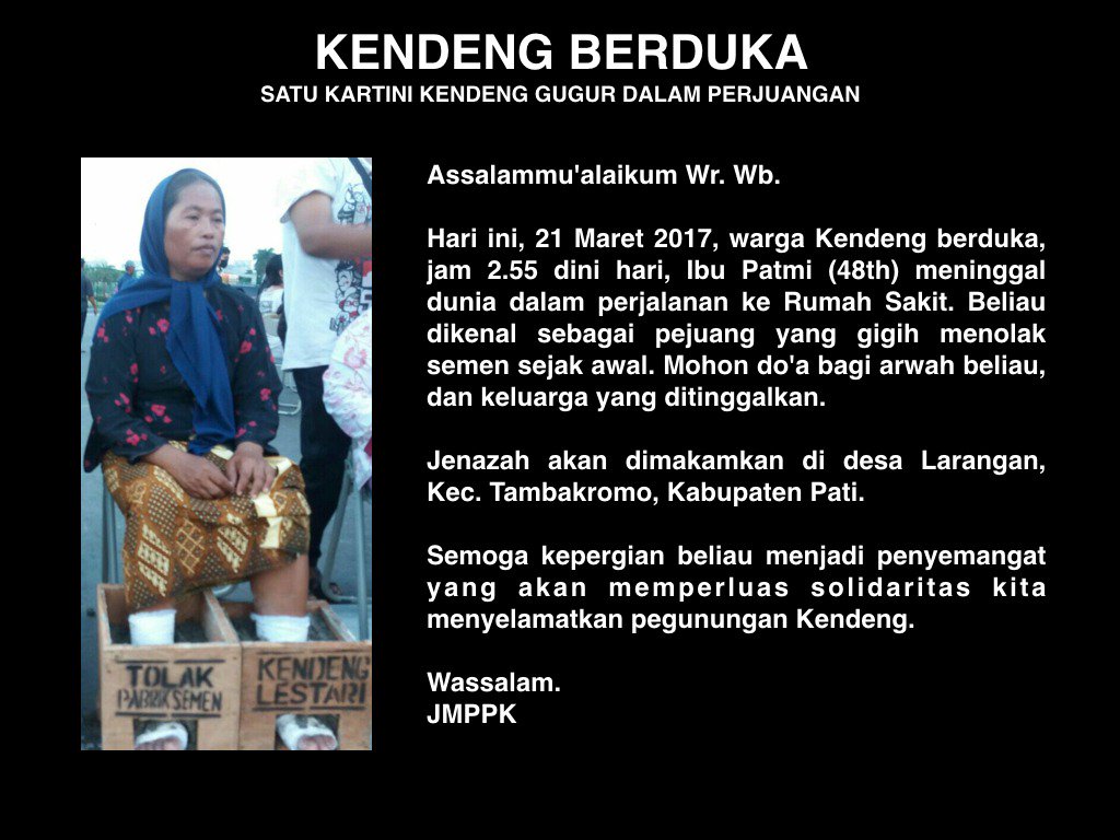 Selamat jalan bu Patmi. Kami berdo'a untukmu. #KendengBerduka #DipasungSemen2