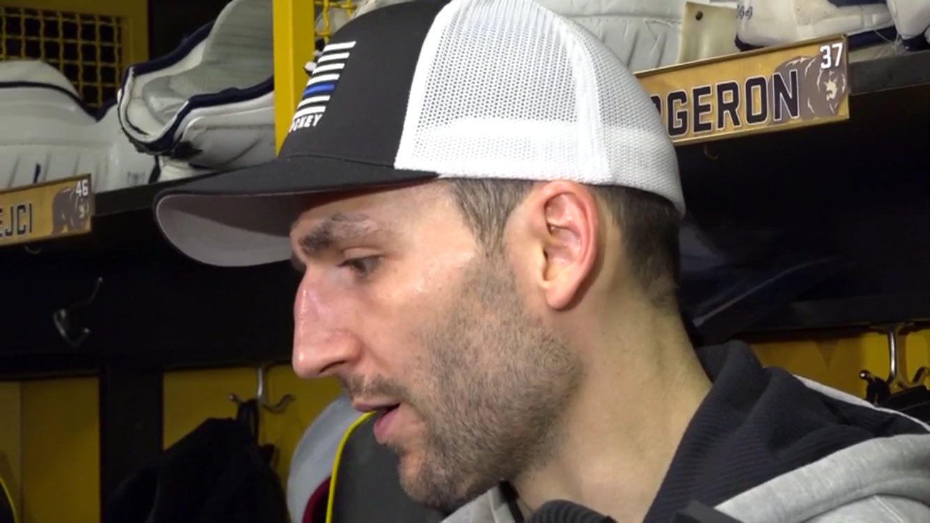 Boston Police Hockey on Twitter "Bergeron wearing the new BPD hockey hat NHLBruins Boston 