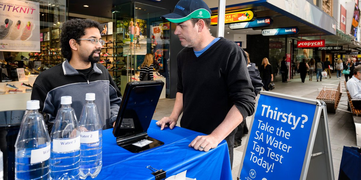 SAWaterCorp's tweet photo. It's #WorldWaterDay tomorrow. Join us in @rundlemall from 10am to take on our #TapTest to find out if you can split tap & bottled water! https://t.co/jjDvhwCdpe