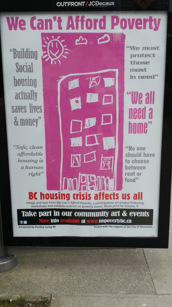WEFAVancouver's tweet photo. This bus ad seen on Davie hits the nail on the head: "Building social housing actually saves lives &amp; money." Thank you @NoPovertyBC https://t.co/43KLZZqyZS