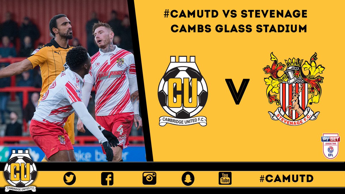 FOUR DAYS TO GO | #CamUTD vs Stevenage at the <a href="/cambsglass/">Cambs Glass Ltd</a> Stadium, Who's coming then? cufcdirect.com