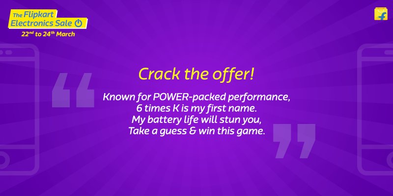 Q.1 Solve this riddle &amp; stand a chance to win EGVs to upgrade your lifestyle with the latest electronics. #FlipkartElectronicsSale