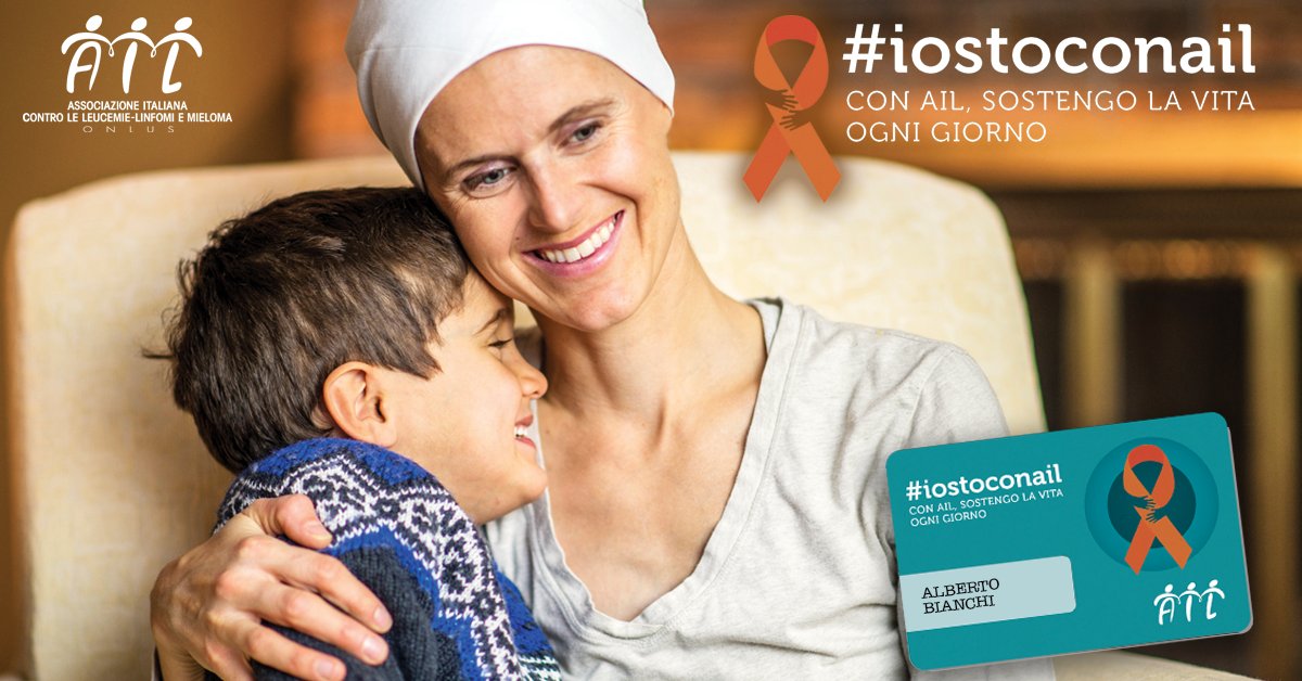 AIL_ets's tweet photo. #iostoconail per sostenere la vita. Fai una donazione e richiedi la tessera del sostenitore AIL. https://t.co/fqX9lM6QE6 ❤️ https://t.co/iSX5FjJJpH