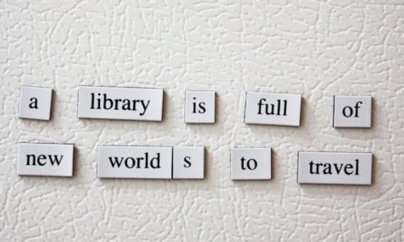 LDNLibraries's tweet photo. A #library is full of new worlds to travel. #TravelTuesday #magneticpoetry #WorldPoetryDay https://t.co/K1WpmSixER