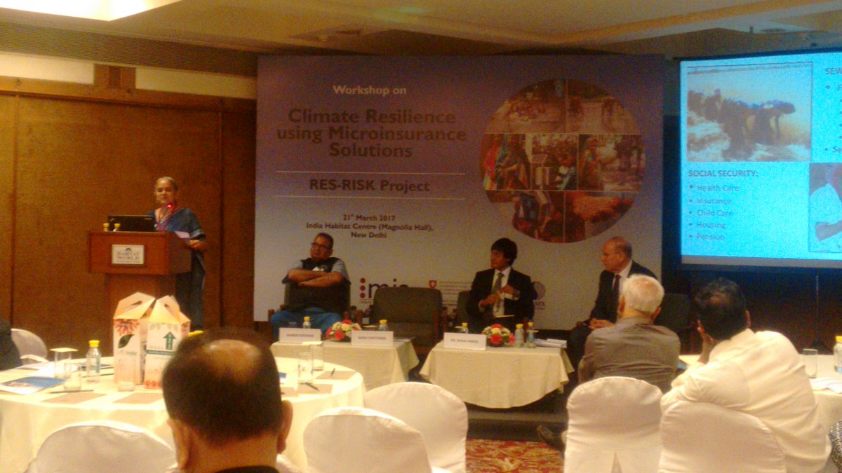 MicroInsuranceA's tweet photo. Mirai Chatterjee CEO VimoSewa speaking on mutual &amp; coop. insurance India. With Sameer Kochhar Dr @NiharJangle &amp; Prof. Dror @skochgroup https://t.co/5OftupSZVm