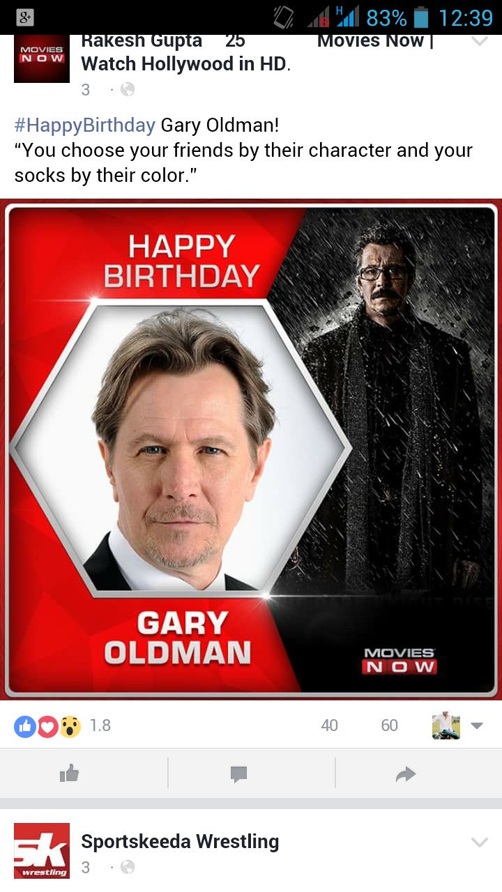 Happy birthday Gary Oldman!
You choose your friends by their character and your socks by their color 