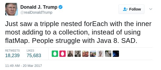 mortenag's tweet photo. I agree with Donald. Java developers really need to learn principles of functional programming, not just the streams api and lambda syntax https://t.co/cwJfTxAcNC