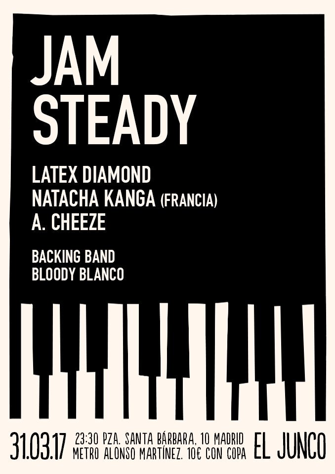 E1MD_RECORDS's tweet photo. El próximo VIERNES 31 de MARZO LATEX DIAMOND estará en @laJamSteady junto a BLOODY BLANCO, NATACHA KANGA Y A.CHEEZE en @eljunco https://t.co/IIydT7sln6