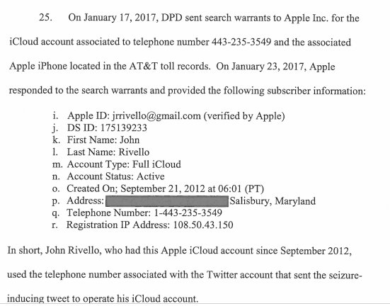 x0rz's tweet photo. How the @FBI investigated into a Twitter account to identify someone (Twitter -> phone # -> Apple ID -> ID) https://t.co/LuQon4qVMh #opsec https://t.co/M5vCDPER6p