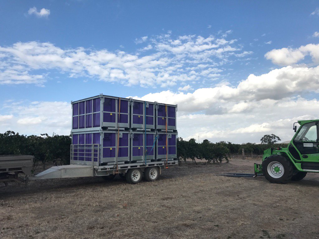 Flat to trailer works well for moving empty bins around for picking