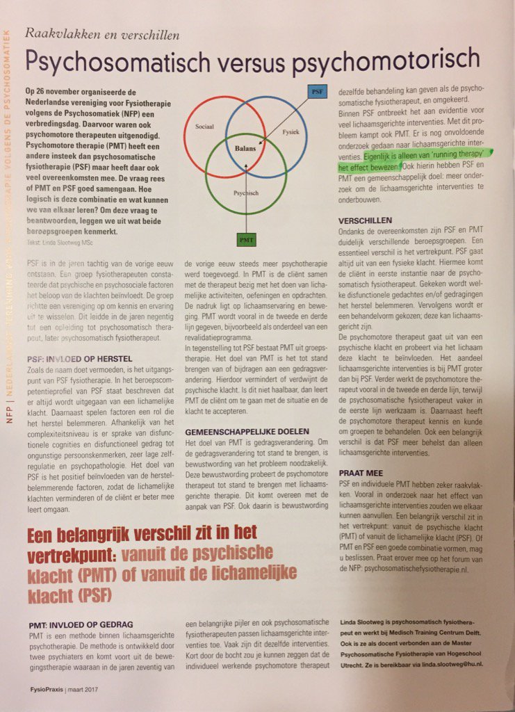 Runningtherapie enige 'bewezen effectieve' lichaamsgerichte interventie.