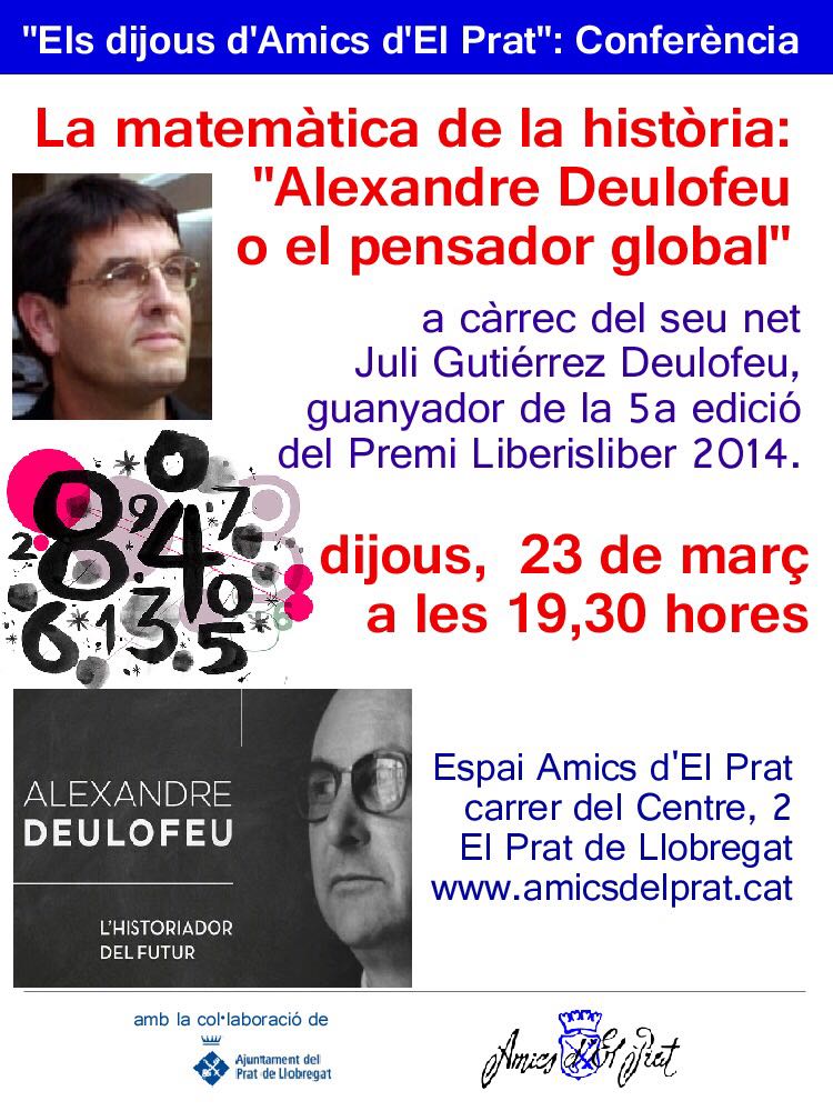 amicsdelprat's tweet photo. Aquesta setmana als #DijousADEP "La matemàtica de la història" a càrrec de Juli Gutiérrez Deulofeu, al nostre local https://t.co/qpuIIYEq0X https://t.co/59ftBUn5Xl