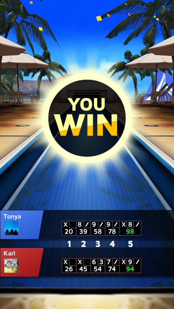 I won at Hawaii stage with 98 points! Challenge me now![goo.gl/PKD66U] #Bowling_King