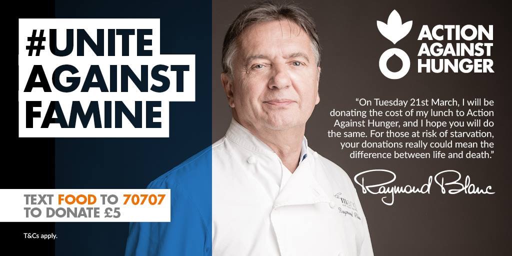 TootingCares's tweet photo. Chef Raymond Blanc is donating the cost of his lunch to help people starving in Yemen, Somalia, South Sudan &amp; Nigeria. https://t.co/u4sXQKNi6z