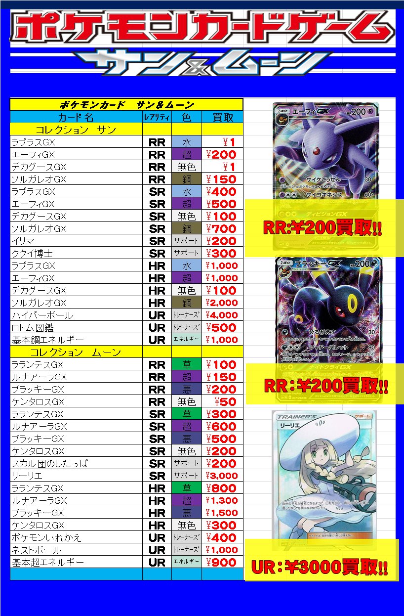 ホビーステーション湘南藤沢opa店 ポケモンカード Smシリーズの買取情報を更新致しました Sm１ エーフィgx ２００ ブラッキーgx ２００ Sm１ ジュナイパーgx １００ ジジーロンgx ６００ Sm２ カプ テテフgx ２５００ フィールドブロアー