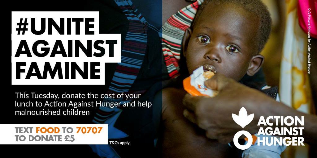 TootingCares's tweet photo. TODAY'S THE DAY... donate the cost of your lunch to Action Against Hunger's #uniteagainstfamine appeal. Together we can save many lives. https://t.co/BJGeJ3WHn2