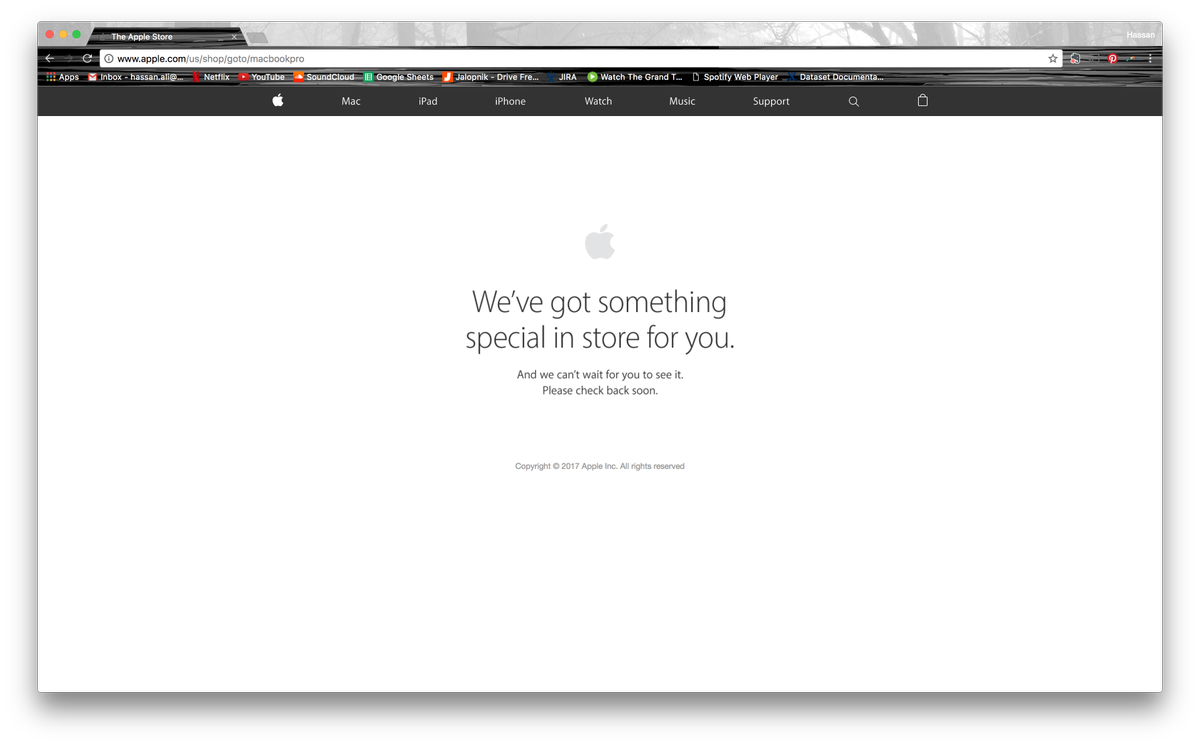 subahkabhoola_'s tweet photo. The "Buy" tab for the MacBook 2016 on @Apple website shows the attached message. A possible refresh on its way? #macbook #macbook2016 https://t.co/hcjov7oWwK