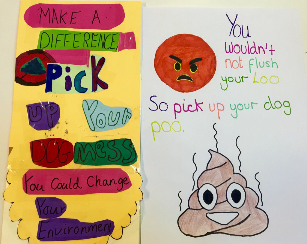 LowtherSchool's tweet image. Whole school homework challenge is on! Design a poster to stop dog mess on the local streets.