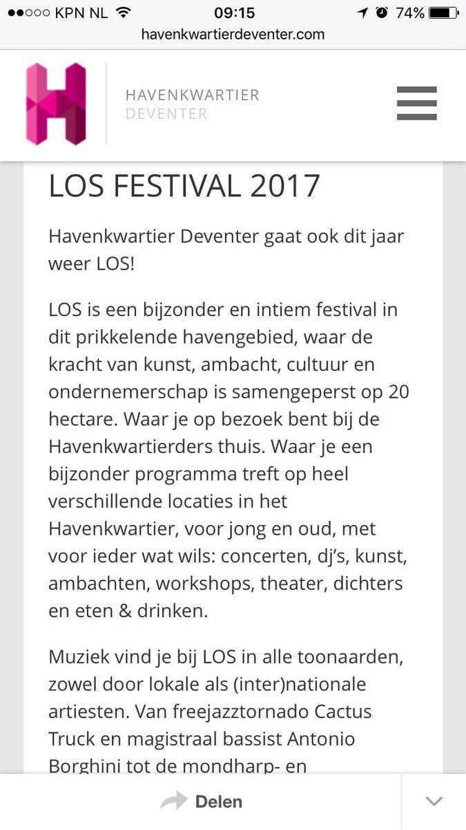 Havenkwartier's tweet photo. Nieuws over LOS festival 2017 #havenkwartier #deventer #hklos https://t.co/u9j7VHvb5k https://t.co/Qafvdx8dfQ