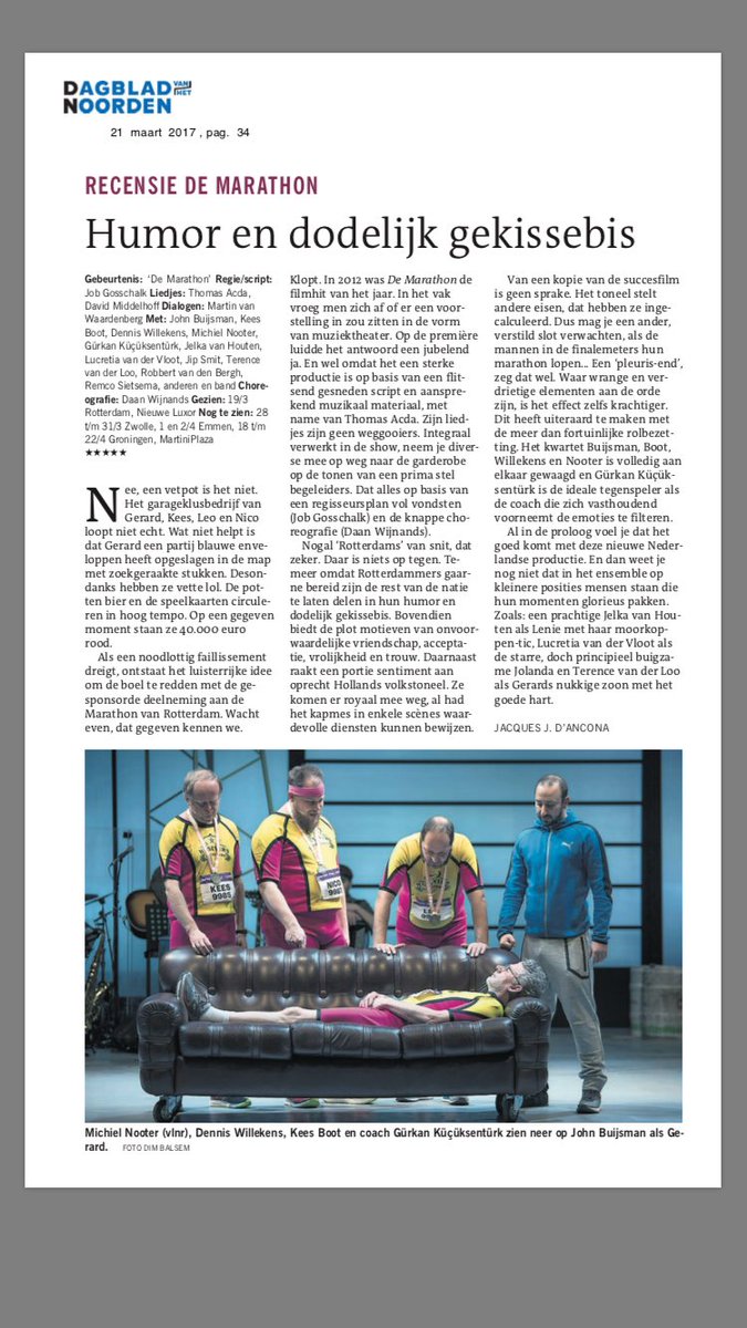 Na het succes van de film komt De Marathon nu ook naar het theater. Van 18 t/m 22 april @MartiniPlaza. Bestel nu je kaarten!