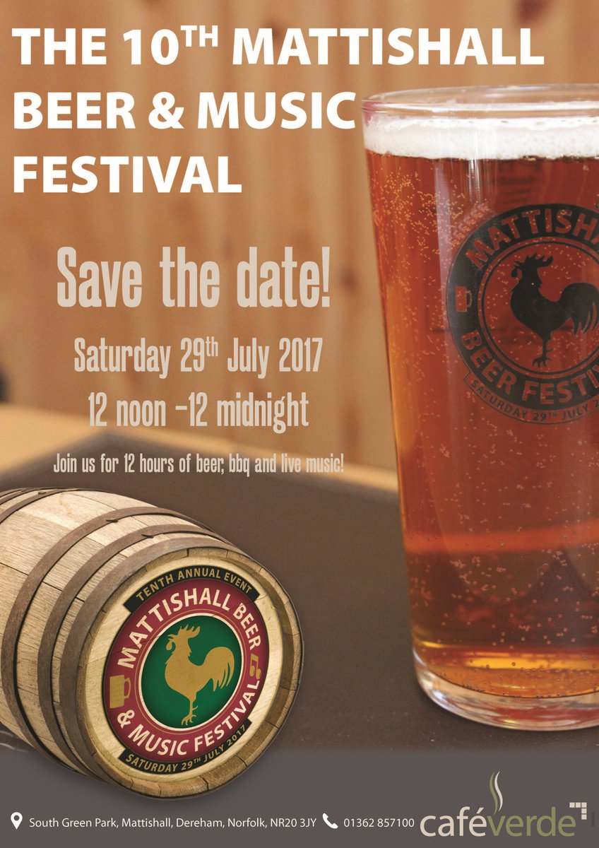 MattishallBeer's tweet photo. Spread the word and save the date!

Our 10th Mattishall Beer and Music Festival is coming up on Saturday 29th July! #norfolkhour https://t.co/akLugnvZT7