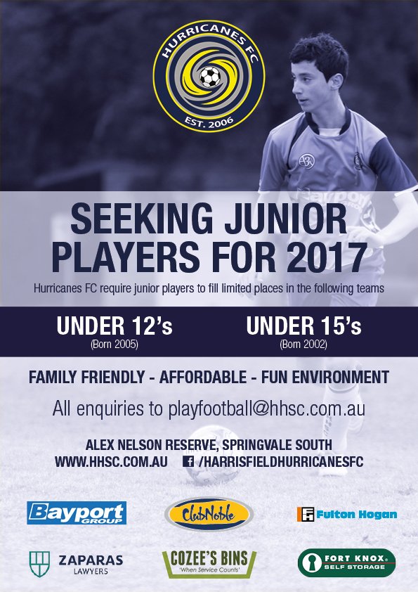 With the season getting nearer for our Junior teams, we still have limited places available in our Under 12 &amp; Under 15 teams. #HurricanesFC