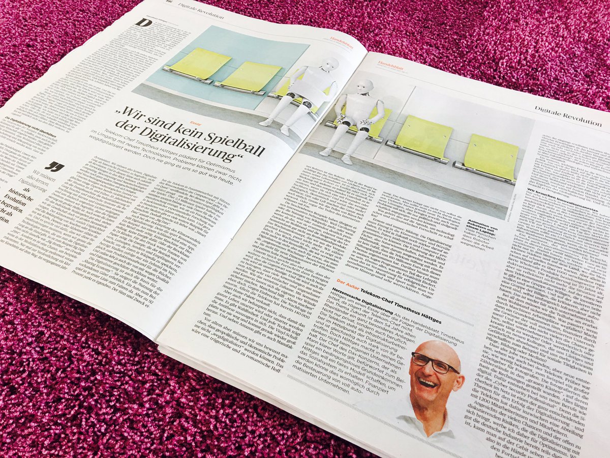 schindera's tweet photo. Unser Chef Tim #hoettges heute im @handelsblatt zu Digitalisierung. #telekomwall #brett https://t.co/Ip4YZVzkeq https://t.co/6ZTV0SWLIj