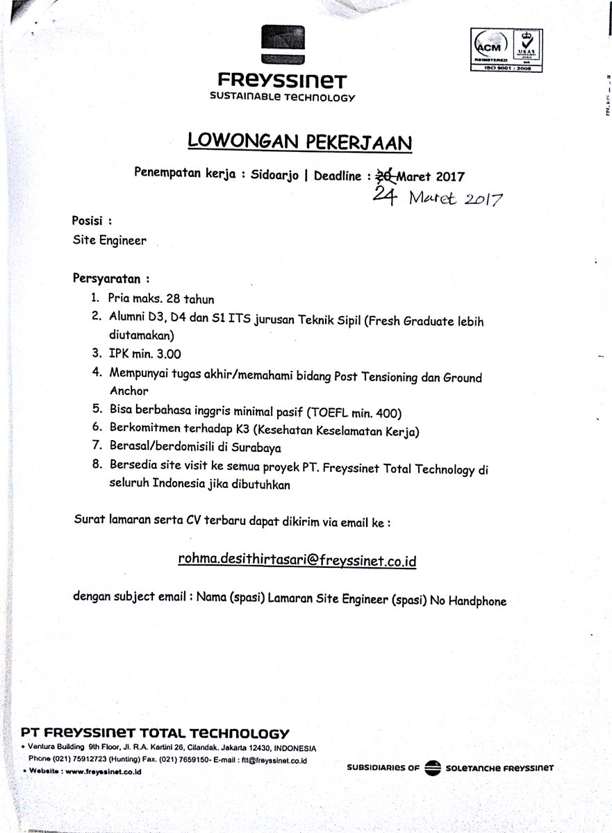 Jtsits Auf Twitter Lowongan Pekerjaan