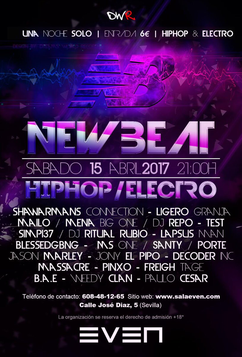 BAEBaSSMusiC's tweet image. NEW BEAT - SABADO 15 ABRIL - SEVILLA - SALA EVEN - BAE