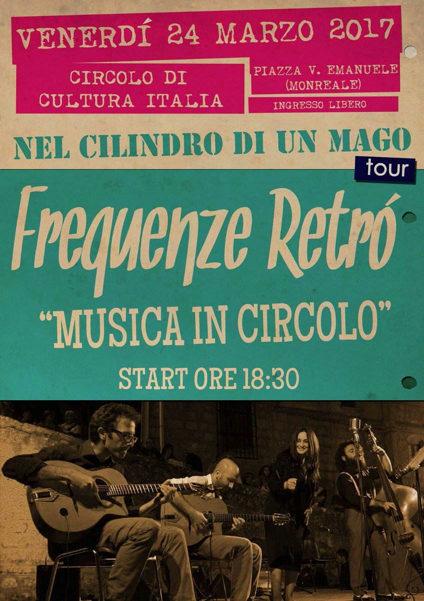 FrequenzeRetro's tweet photo. Frequenze Retró #live @ Circolo di #Cultura Italia (#Monreale) 24/03/2017
#music #event #Palermo #balarm #jazz #concert #instagood #photo https://t.co/z6X0NPJGk8