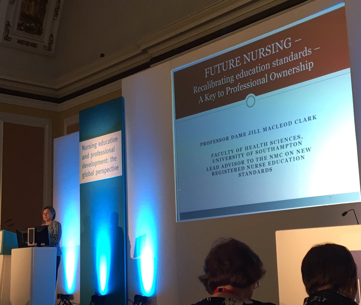 AlexandraKthrne's tweet photo. Excited to hear from Prof. @DameJMC on recalibrating Nurse Education Standards #RCNED17 https://t.co/qtX8OBMDKn