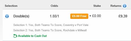 BetThisUK's tweet image. BET 1: £5.00 returns £9.39👇

Games kick-off at 19:45 tonight!

💶 Get on it! 🤑

#BTUK5to100 #BookieBashing #FreeTips