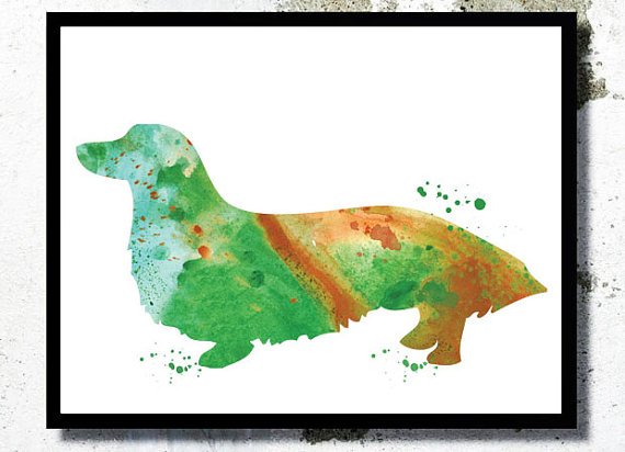 Dachshund Watercolor Art Print Long Haired Dachshund Painting Dog Gift Watercolor Dog- tinyurl.com/luxb674