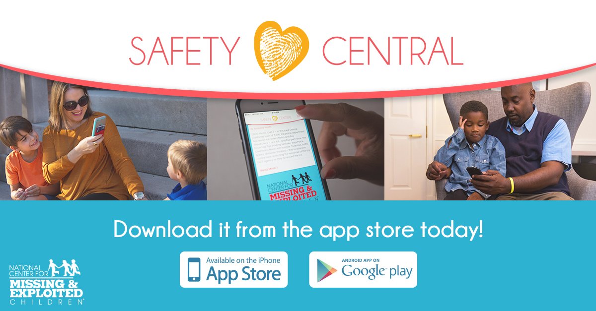 NCMEC's tweet image. #TuesdayMotivation Download the new, #SafetyCentral app from the National Center for Missing &amp;amp; Exploited Children. Free on iOS &amp;amp; Android.