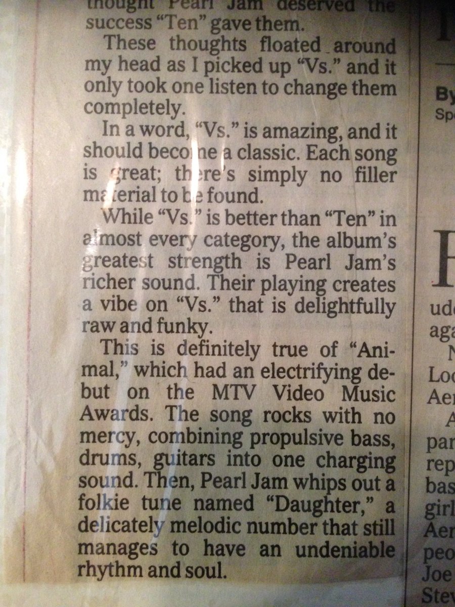Steven_Hyden's tweet photo. Here's the review of Pearl Jam's VS. I wrote in 1993 when I was 16, referenced in this week's podcast. https://t.co/oNQjYQEcEv