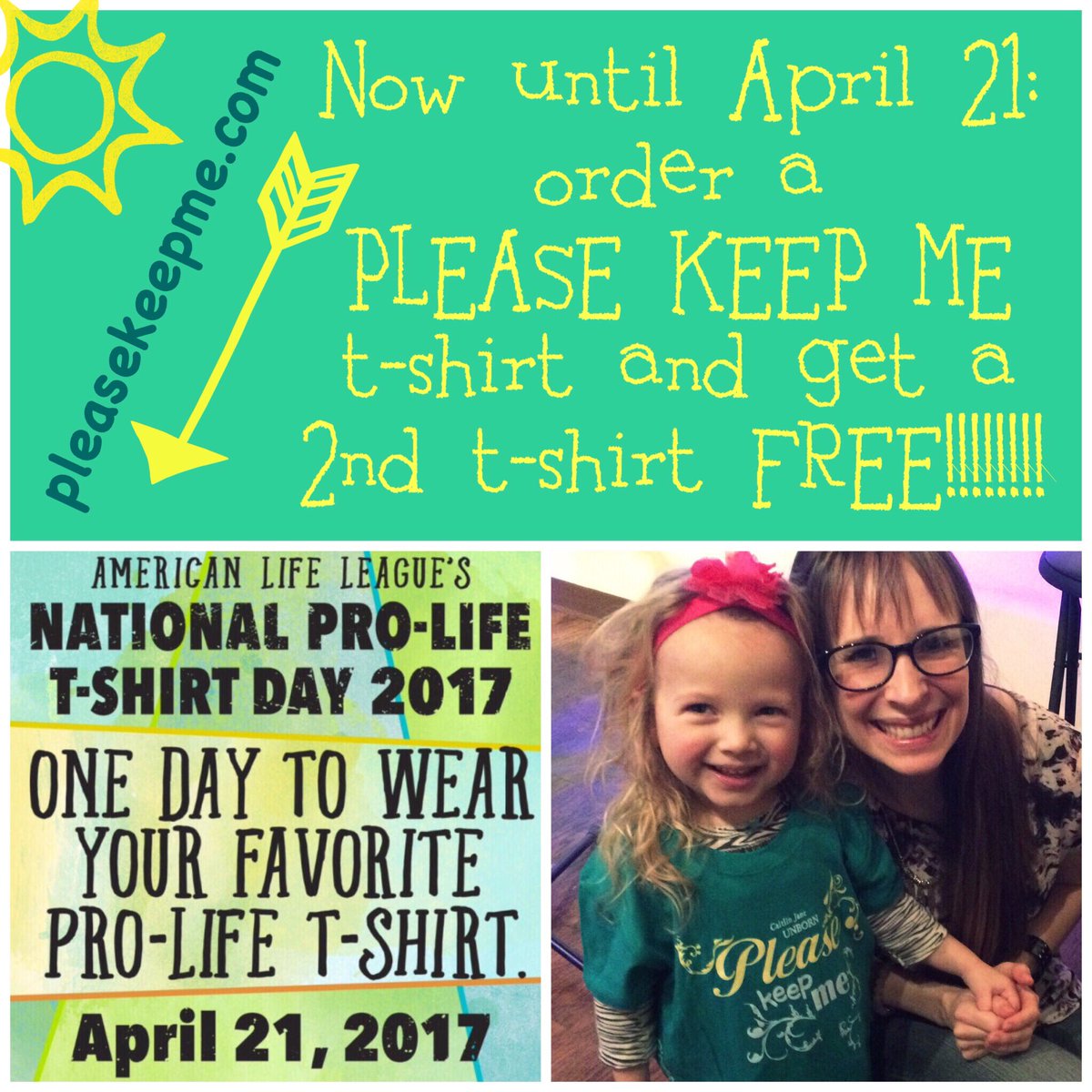 caitlinjanelife's tweet photo. Get a second super soft &amp; cute #pleasekeepme #tshirt FREE when you order one! Limited time! #freebie #prolife #life https://t.co/Rsa1JC7AWn