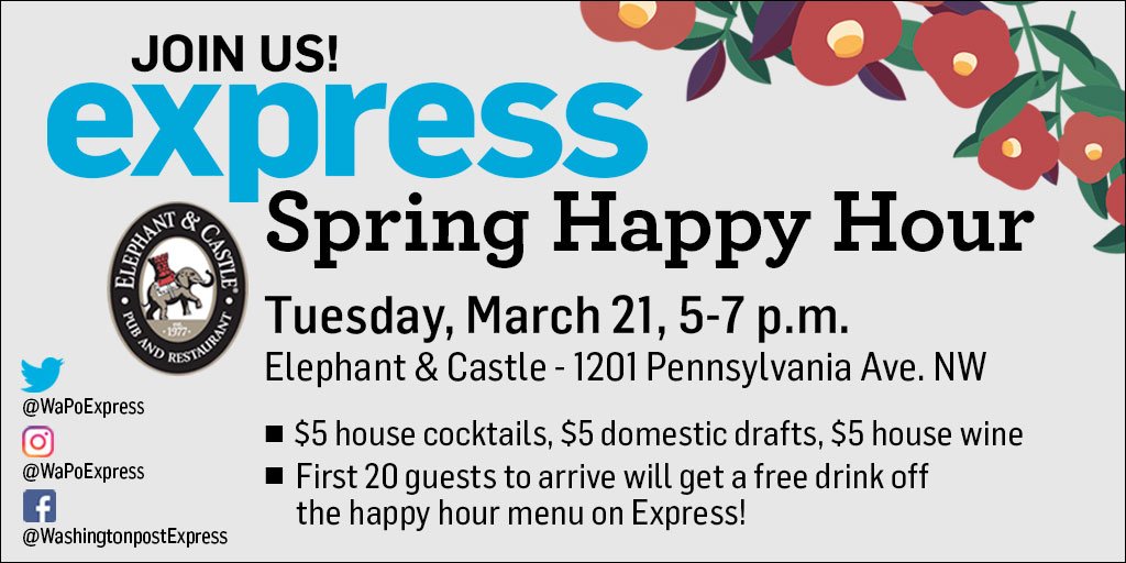 WaPoExpress's tweet photo. Tonight's the night! Remember to tweet us your photo of Express using #ExpressHappyHour to enter the giveway: https://t.co/Q5OelsQhLj https://t.co/tCdzF6Lq0r