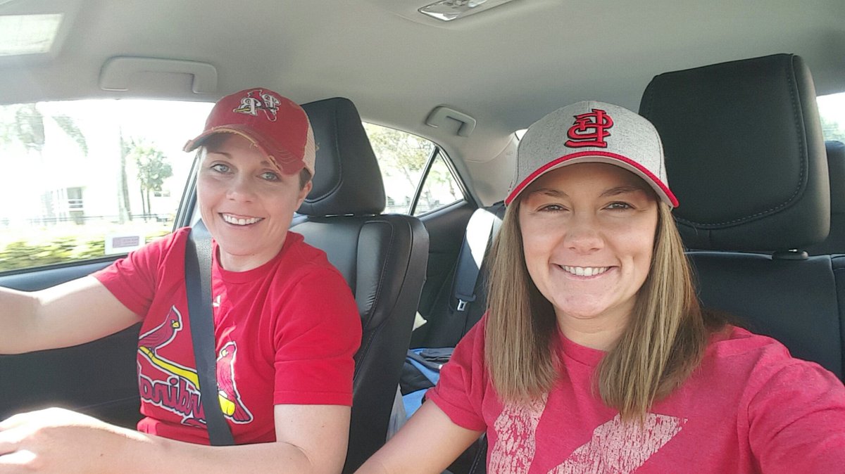 CoachAPickett's tweet photo. Think the @Cardinals can give us some softball tips while were here for spring training?! @ShannaLonsberry #TMS #bebeold https://t.co/eAcbaa7tJ8
